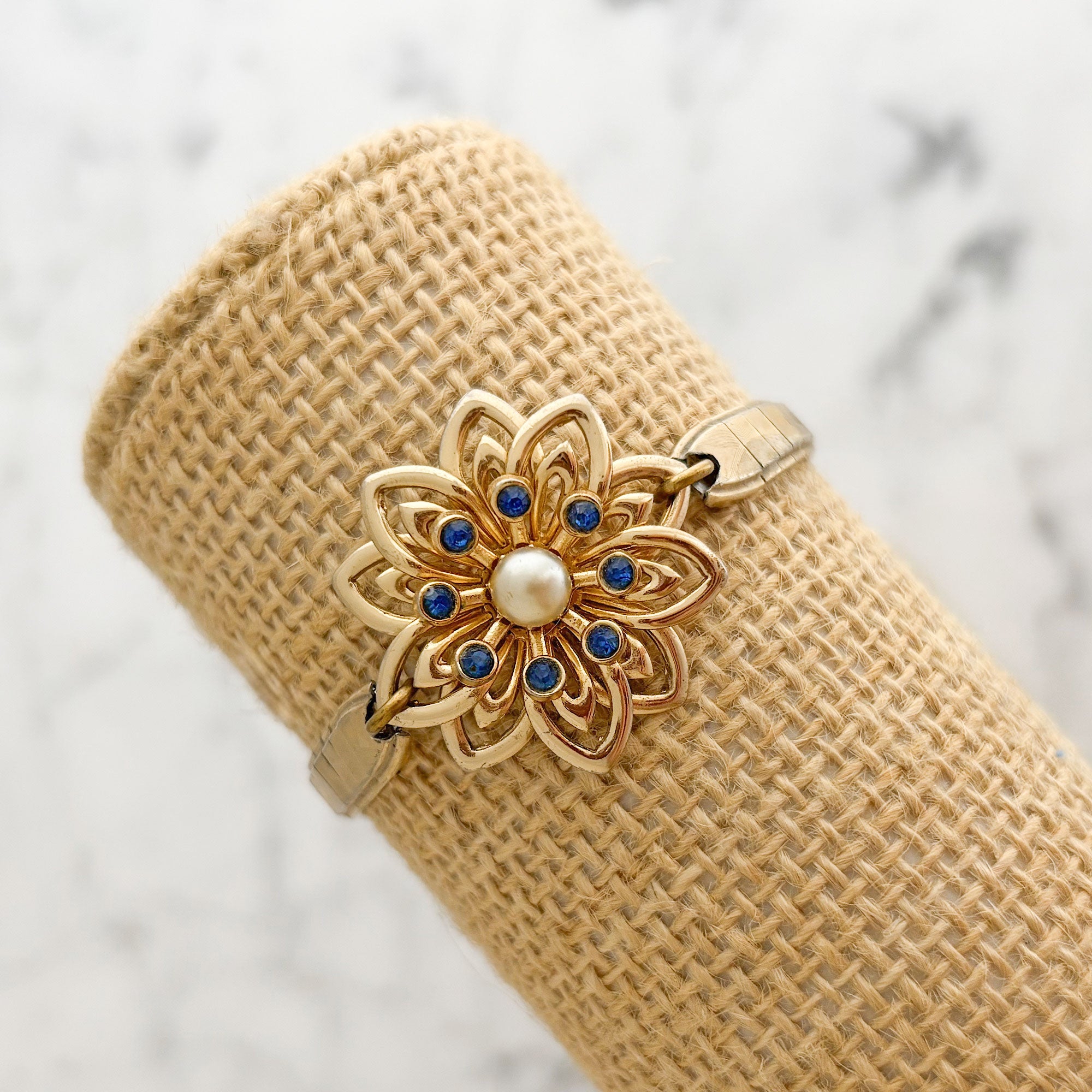 COLT vintage Coro gold flower watch band bracelet