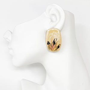 CORBIN 1980's hand painted rectangle beige enamel studs - 