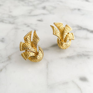 CORNELIUS gold ribbon clip on earrings - 