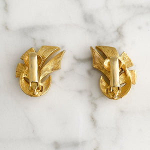 CORNELIUS gold ribbon clip on earrings - 