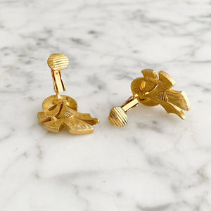CORNELIUS gold ribbon clip on earrings - 