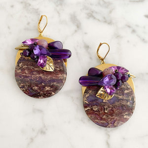 COULMAN purple statement earrings-GREEN BIJOU
