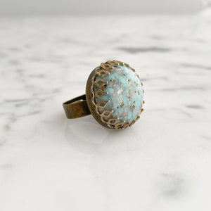 CRAWFORD teal confetti cocktail ring-GREEN BIJOU