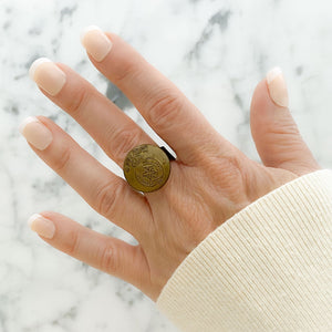 CURRIE Canadian Military brass button ring - 