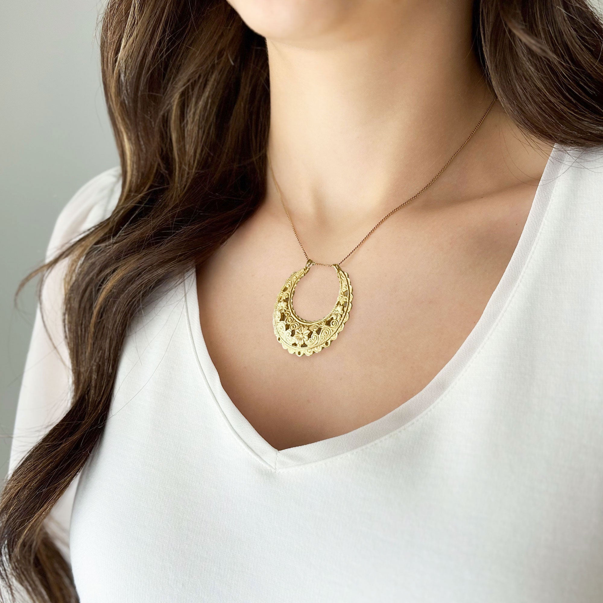 DANBY gold half moon pendant-GREEN BIJOU