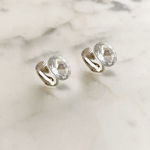 DANIELS clear rivoli crystal clip earrings - 