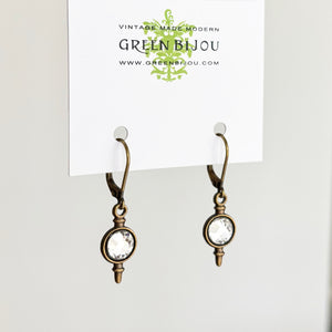 DARCY Art Deco crystal and oxidized bronze pendant earrings - 
