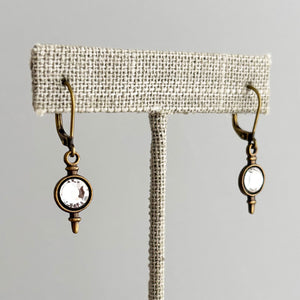 DARCY Art Deco crystal and oxidized bronze pendant earrings - 