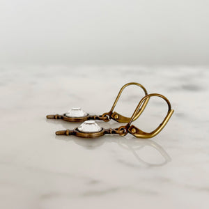 DARCY Art Deco crystal and oxidized bronze pendant earrings - 