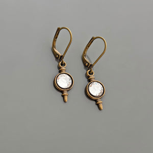 DARCY Art Deco crystal and oxidized bronze pendant earrings - 