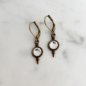 DARCY Art Deco crystal and oxidized bronze pendant earrings-GREEN BIJOU