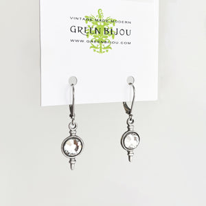 DARCY Art Deco crystal and oxidized silver pendant earrings - 