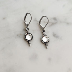 DARCY Art Deco crystal and oxidized silver pendant earrings-GREEN BIJOU