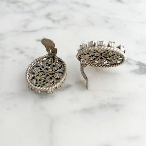 DARIUS silver and aurora borealis rhinestone clip earrings - 