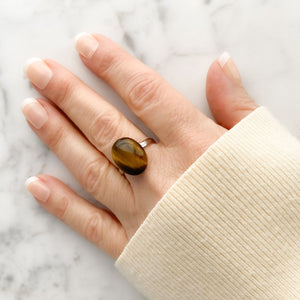 DENVER gold tiger eye cab ring - 