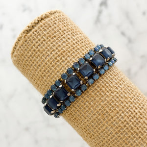 DEVLIN multi shaded blue rhinestone expansion bracelet - 