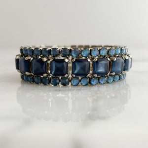 DEVLIN multi shaded blue rhinestone expansion bracelet-GREEN BIJOU