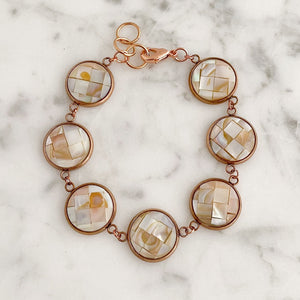 DOMINGA Navajo mother of pearl rose gold bracelet - 