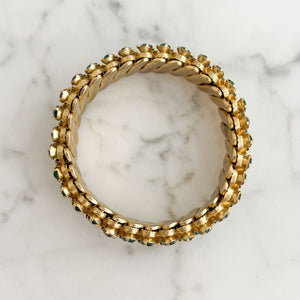 DOMINIC vintage emerald green rhinestone expansion bracelet - 