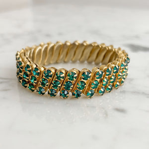 DOMINIC vintage emerald green rhinestone expansion bracelet - 