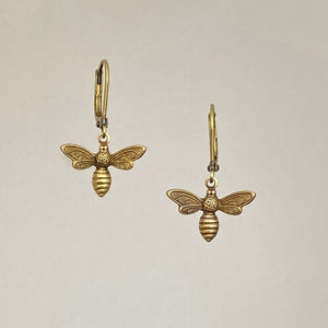 DORI oxidized brass bee earrings - 