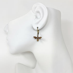 DORI oxidized brass bee earrings - 