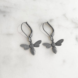 DORI oxidized silver bee earrings - 