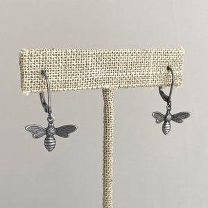DORI oxidized silver bee earrings - 