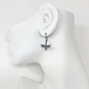 DORI oxidized silver bee earrings - 
