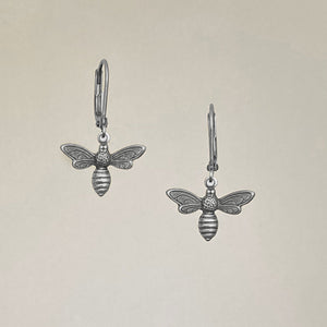 DORI oxidized silver bee earrings - 