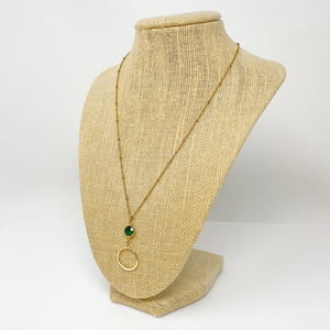 EDWARDS emerald gold hoop pendant necklace - 