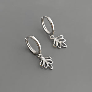 ELIZABETH vintage sterling silver filigree leaf pendant huggies-GREEN BIJOU