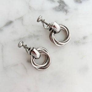 ELLIOTT vintage silver tone love knot clip on earrings - 