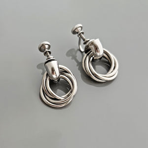 ELLIOTT vintage silver tone love knot clip on earrings - 