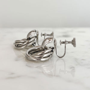 ELLIOTT vintage silver tone love knot clip on earrings - 