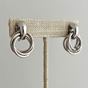 ELLIOTT vintage silver tone love knot clip on earrings - 