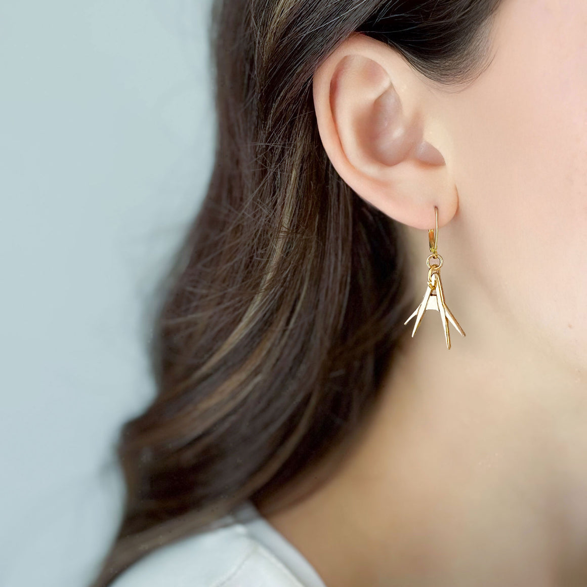 ELLSBETH Art Deco gold earrings-GREEN BIJOU