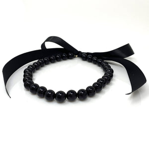 ELORA black pearl ribbon tie necklace (more colours available) - 