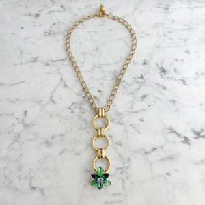 ELWOOD 2 in 1 gold chain necklace with removable flower-GREEN BIJOU