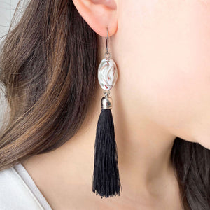 ELYSIA vintage glass bead tassel earrings - 