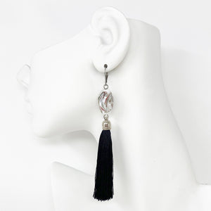 ELYSIA vintage glass bead tassel earrings - 