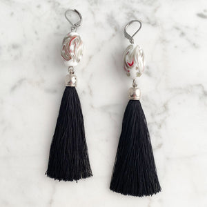 ELYSIA vintage glass bead tassel earrings - 