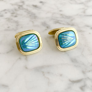 EMBRY vintage blue cuff links-GREEN BIJOU