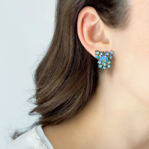 EMERY vintage blue aurora borealis rhinestone stud earrings - 