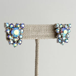 EMERY vintage blue aurora borealis rhinestone stud earrings - 