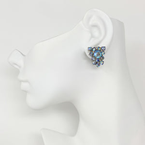 EMERY vintage blue aurora borealis rhinestone stud earrings - 