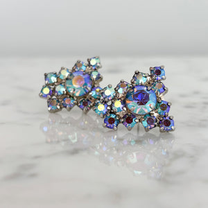 EMERY vintage blue aurora borealis rhinestone stud earrings - 