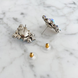 EMERY vintage blue aurora borealis rhinestone stud earrings - 