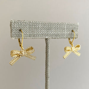 ENZO 18kt gold plated lace bow earrings - 