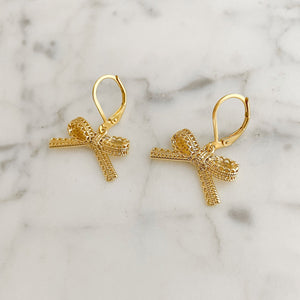 ENZO 18kt gold plated lace bow earrings - 